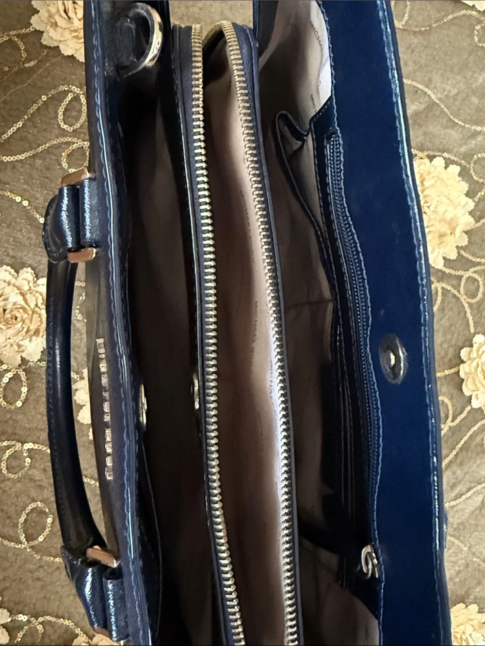 Michael Kors Navy Saffiano Leather Satchel